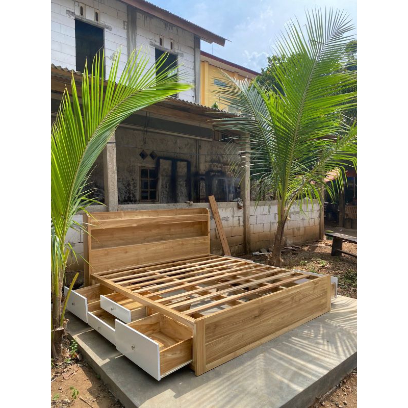 DIPAN LACI 4 SATU SISI DIPAN MININALIS TANPA HEADBOARD 160X200