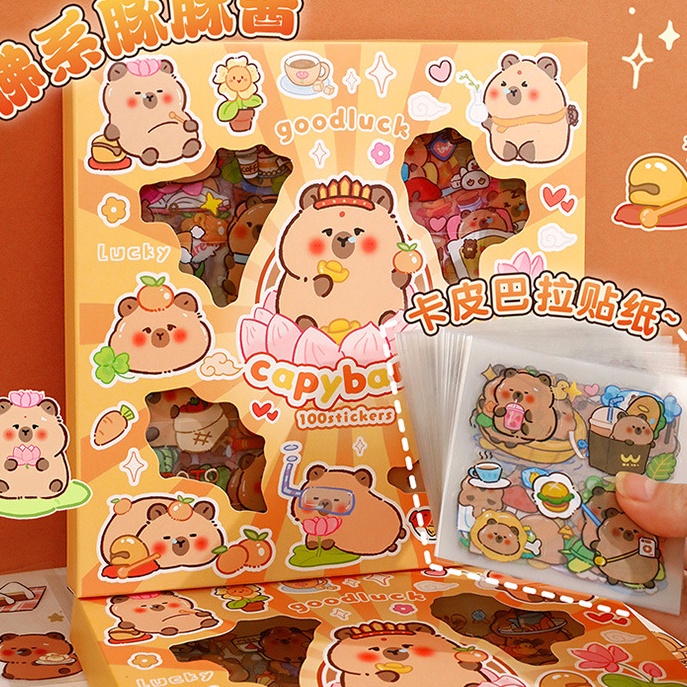 

HJ6 Stiker Box Sticker Lucu Aesthetic Untuk Deco DIY Botol Casing Gantungan 1Box 1 Lembar Capybara