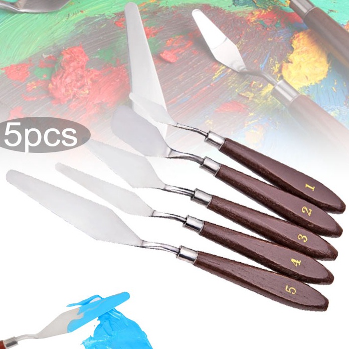 

Grosir 5pcs Pisau Palet Lukis Besi Painting Knife Paint Knife Pisau Palet Satuan