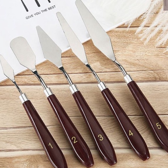 

Termurah Palet Lukis Artist Painting Palette Knives Set Ekonomis 5pcs