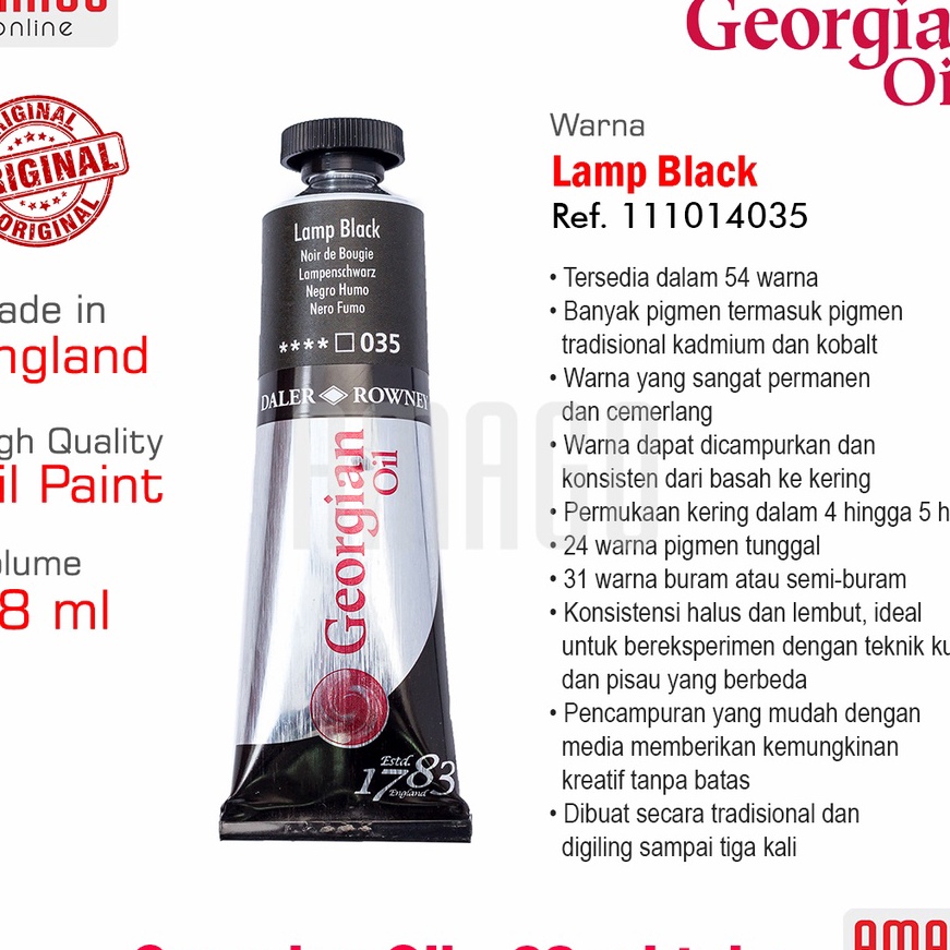 

Promo Cat Minyak Lukis DALERROWNEY Georgian Oil 38 ml Lamp Black 1111435