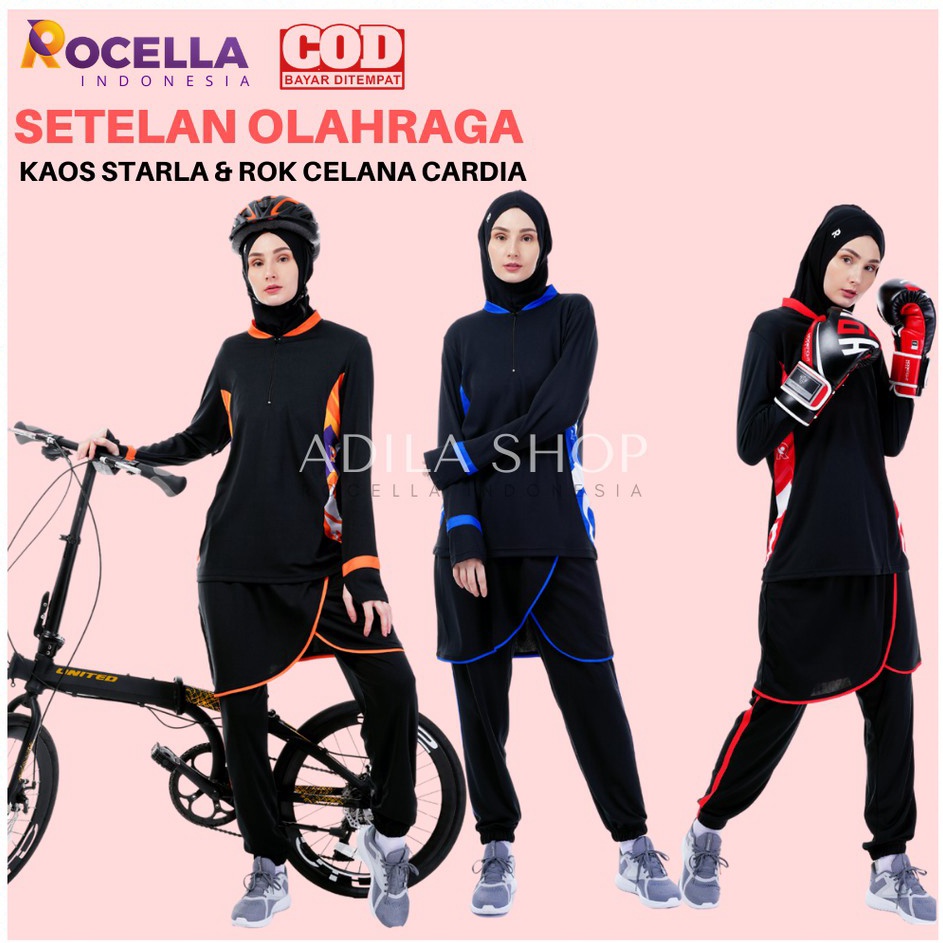 Paket Laris  BISA COD Setelan Olahraga Wanita Rocella Starla Cardia Kardio Lari Senam Jogging Sepeda
