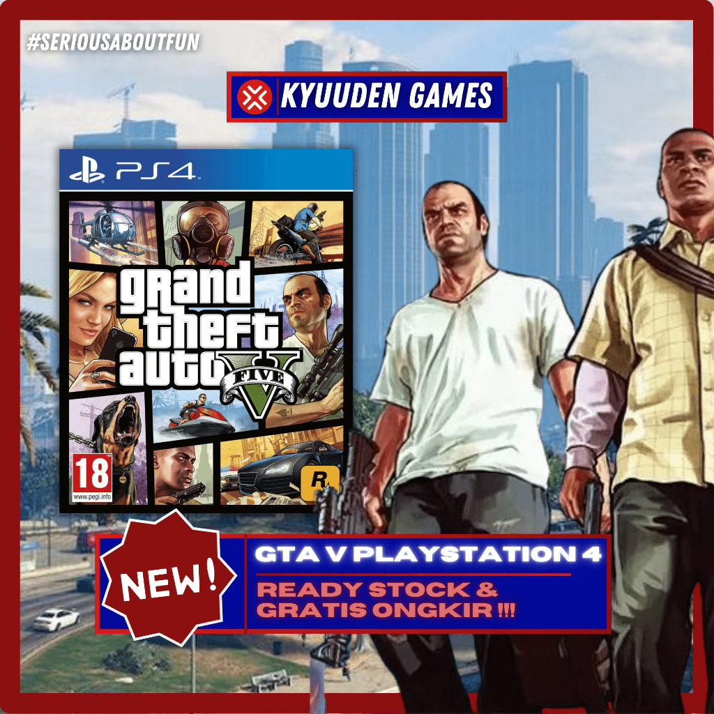 Kaset BD Games PS4 - Grand Theft Auto V / GTA V / GTA 5 + Maps + DLC