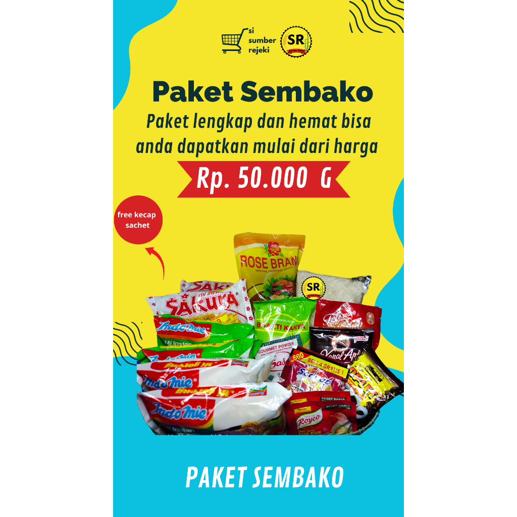 

PAKET SEMBAKO KOMPLIT 50 RB HEMAT PRAKTIS PAKET HAMPERS KOMPLIT LEBARAN paket sembako murah lengkap.