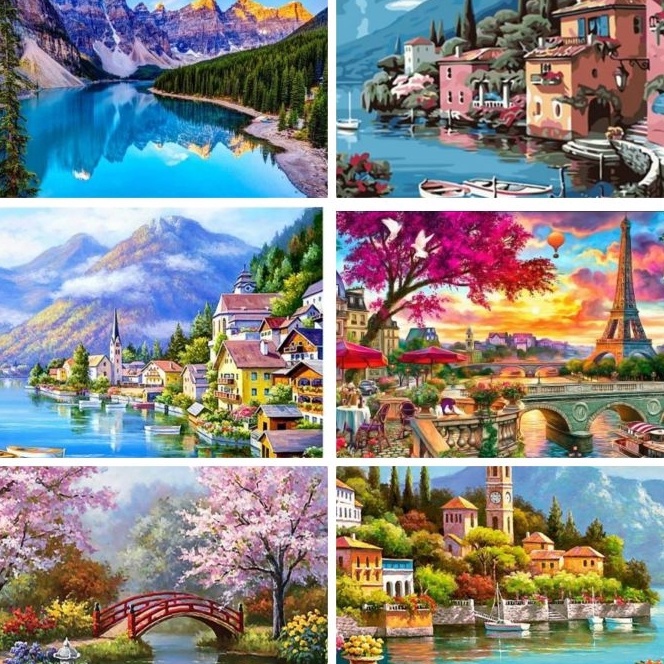 

Grosir DIY Canvas Painting By Numbers Kit Lukisan Kanvas Cat 4 X 5CM