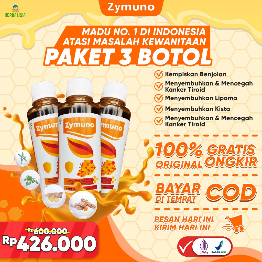 

Zymuno Paket 3 Botol - Madu Herbal Cegah Kanker Tingkatkan Daya Tahan Tubuh Imun Tubuh 100% Original