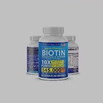 Vitamin Biotin dan Kolagen + Keratin dengan Folat - Perawatan Rambut Rontok untuk Wanita & Pria