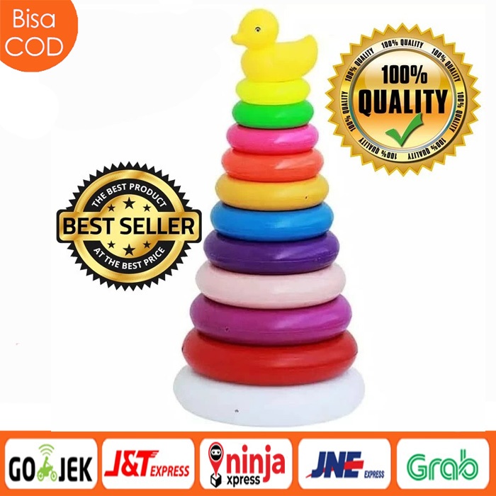 HC SNI Mainan Edukasi Anak Donat Susun 10 Jumbo Plus Bebek