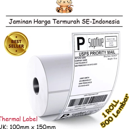 

FG2 LABEL THERMAL UKURAN A6 1 x 15 KES STICKER BARCODE 1x15mm Isi PCS