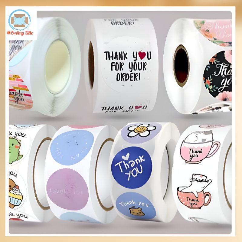 

STIKER THANK YOU ROLL/STIKER TERIMA KASIH / STIKER AMPLOP / STIKER WARNA / ADHESIVE SEAL LABEL ROLL STIKER ISI 100 PCS