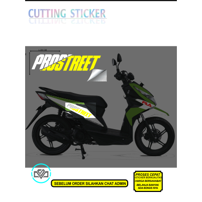Harga 1 set kanan & kiri cutting sticker PROSTREET tinggi 7 cm x panjang 28 cm Besar (Bisa Costum da