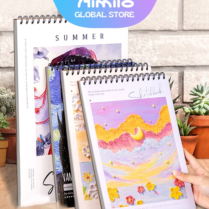 

KP8 Aimilo Buku Gambar A4 Aesthetic Sketchbook A4 Vertikal Jilid Spiral 45 Lembar