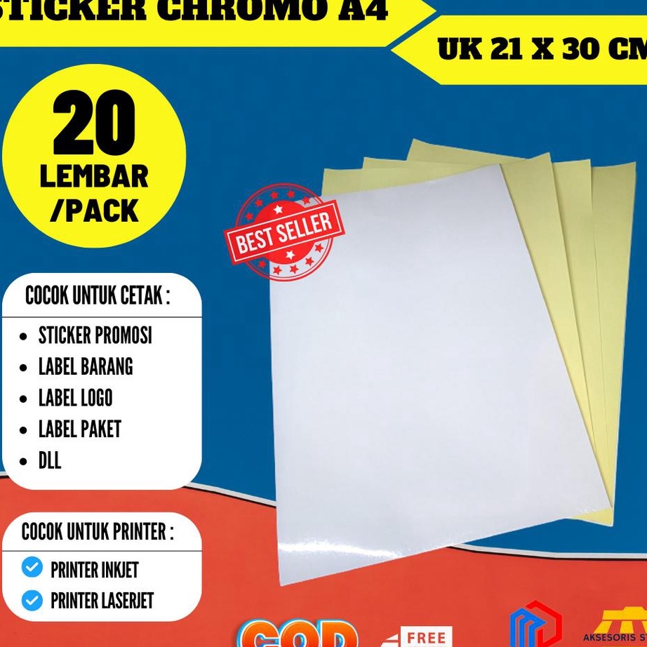 

KP8 STICKER CHROMO A4 ISI 5 LEMBAR KES STIKER GLOSSY A4