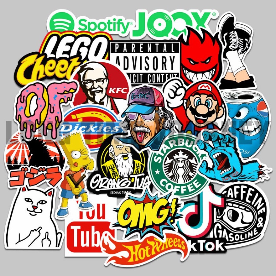 

Langka Stiker pack Aesthetic Colored Logo Sticker Tumbler helm Laptop