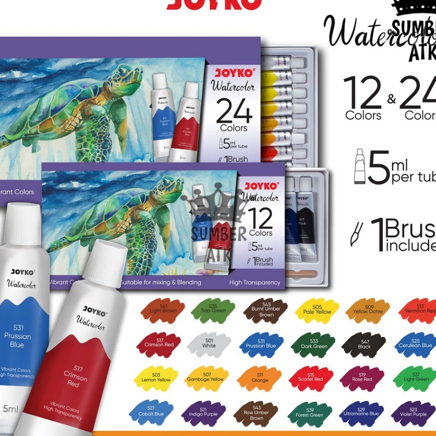 

FG2 Watercolor Set Cat Air Joyko WC4 12 dan 24 warna WC412 WC424