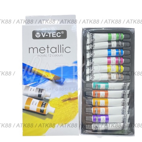 

Langka Cat Acrylic Metallic Colour VTEC Cat Akrilik 12 Warna 6ml VTec