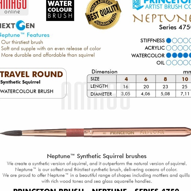 

KF7 Kuas PRINCETON Neptune Watercolour Brush Round Pilih Ukuran