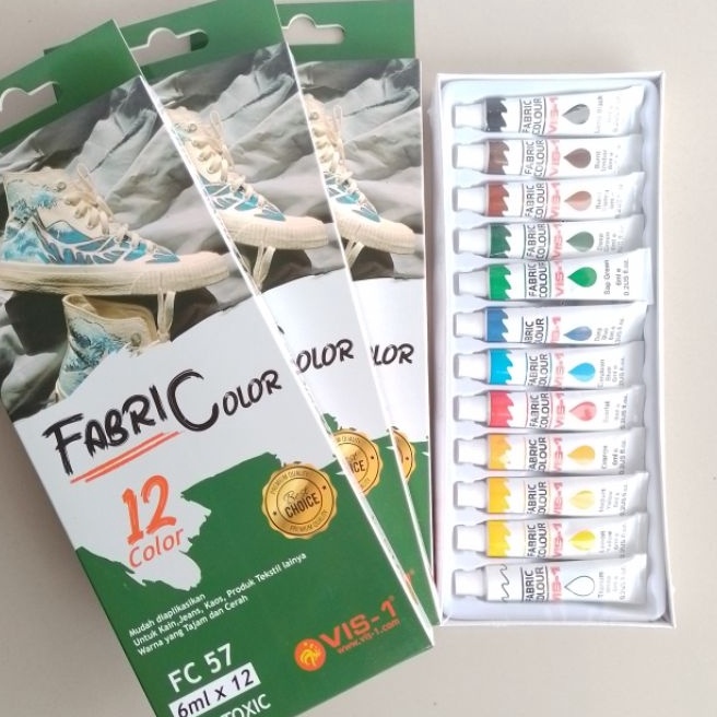 

Promo Cat Kain Fabric Paint VIS1 6ml 12 Warna Set Orinal