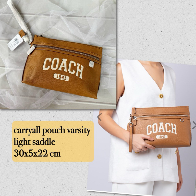 clutch pria coach original pouch carryall saddle brown