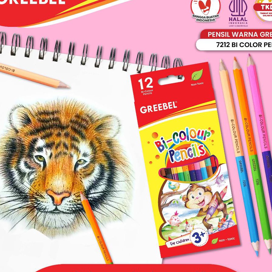 

Terjangkau GREEBEL Pensil Warna 7212 BI Colour 24 Warna Coloring Pensil Warna Greebel Pensil Warna Aman untuk Anak Mewarnai