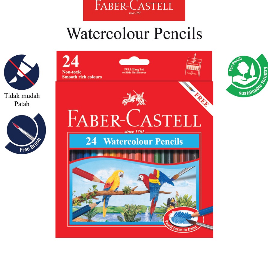 

Pilihan Pensil Warna Faber Castell 24 Warna Water Colour Pencil Ukuran Panjang Bonus Kuas