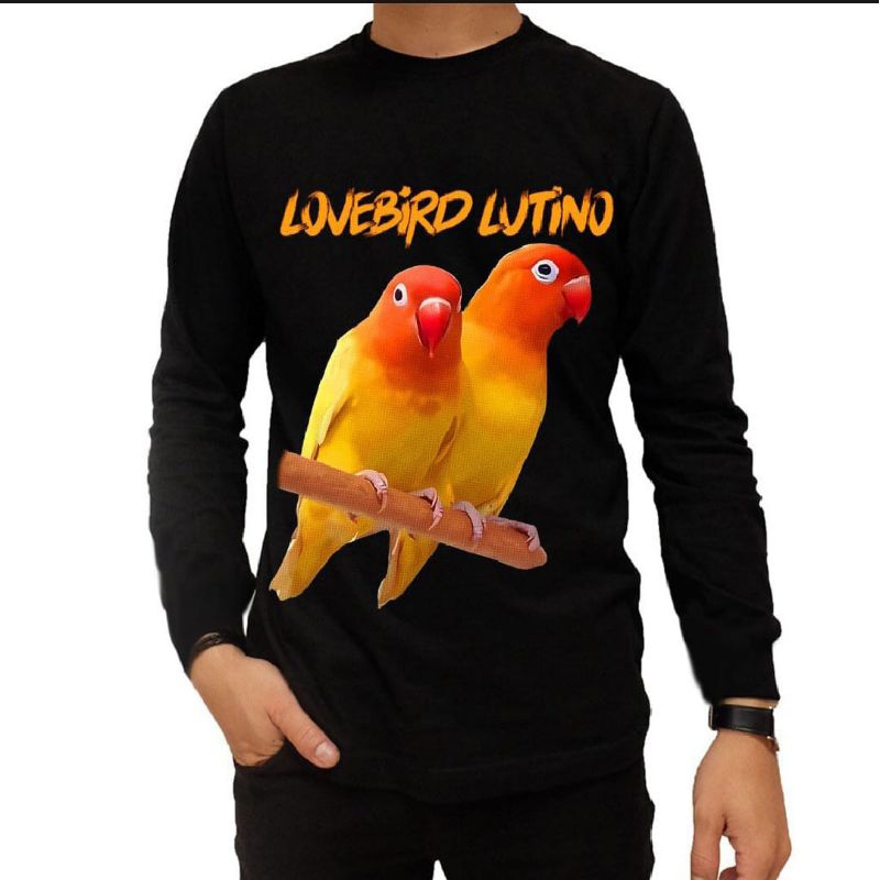 KAOS LOVEBIRD LUTINO LENGAN PANJANG CORAK OREN