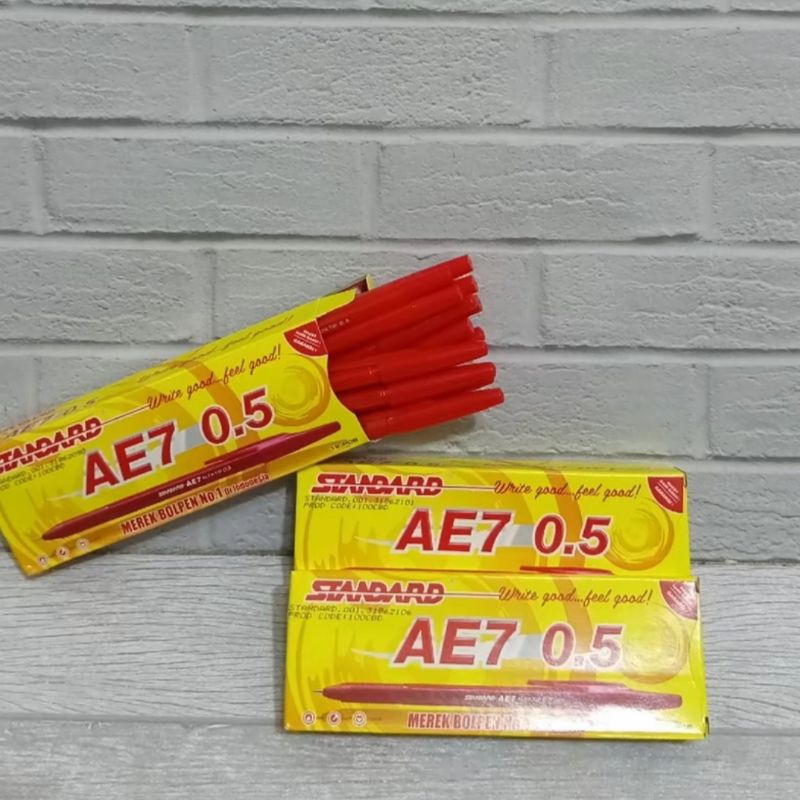 

promo 1pak(1lusin) pulpen standar AE7 tinta merah