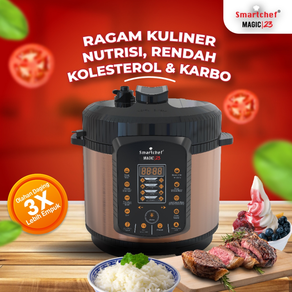 Smart Chef Low Carbo Rice Cooker Presto Listrik  Multicooker Slow Cooker Pelunak Tulang Ayam Bandeng