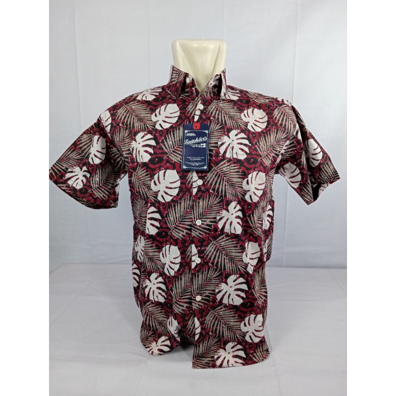 Kemeja Batik Printing Lengan Pendek Brand SCOTCH&CO/ Batik Pria Dewasa