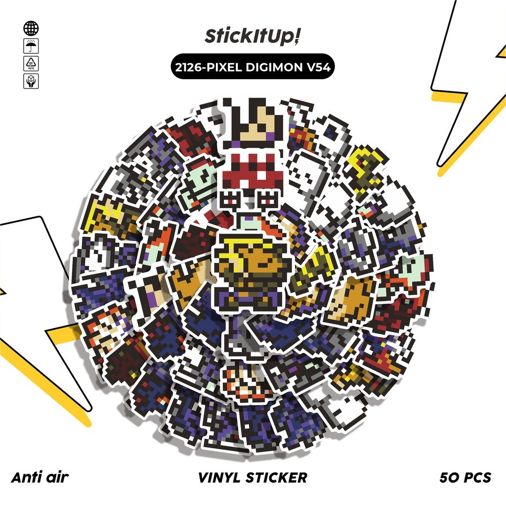 

COD✨ 50 Pcs Stiker PIXEL DIGIMON V54 Lucu Anti Air Untuk Dekorasi Notebook Sepeda Skateboard Handphone DIY