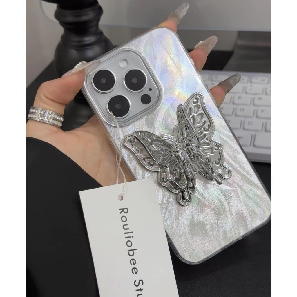 GC179 New Clarity Butterfly 3d Stand Holder Silver Feather Case Hardcase Casing Hp compatible For SA