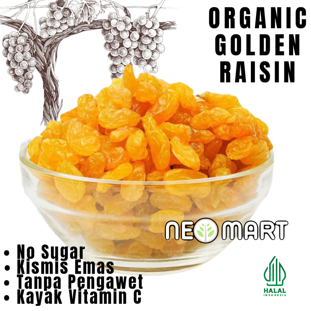 

Kismis Raisin Manis 50gr/ Jumbo Golden Raisin / Anggur Kering tanpa biji/ Kismis kuning