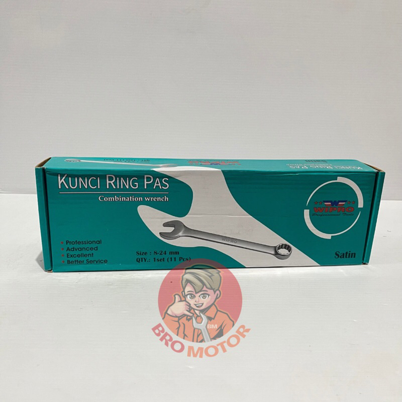 Kunci Ring Pas Set 11 Pcs Wipro Original