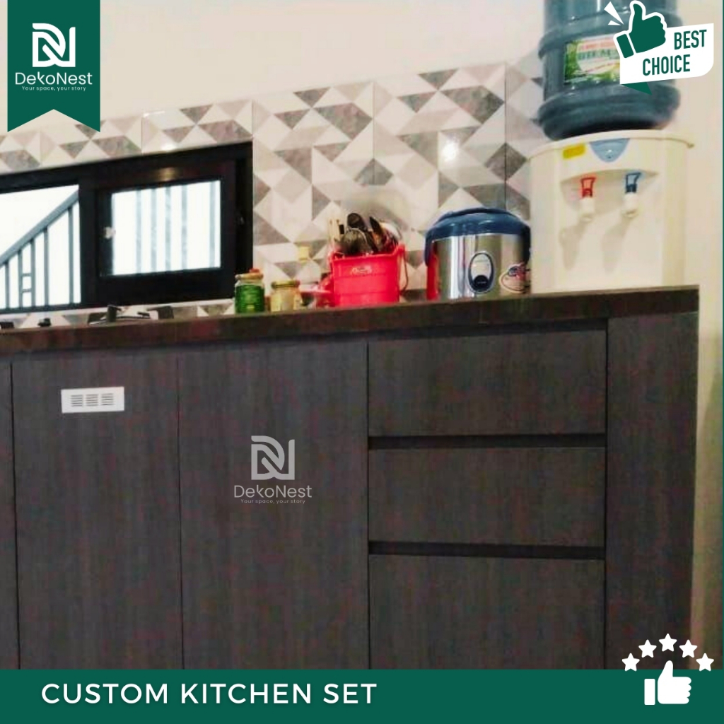 Dekonest Kitchen Set Kompor Bawah Custom HPL TACO Multiplek Blockboard Pilihan Dapur Minimalis