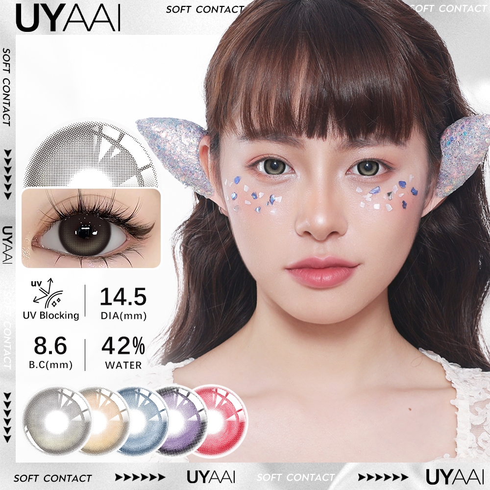 UYAAI Softlens 14.5MM Normal Mata Korea Seri K4 Sepasang Lensa Kontak 6 Bulan