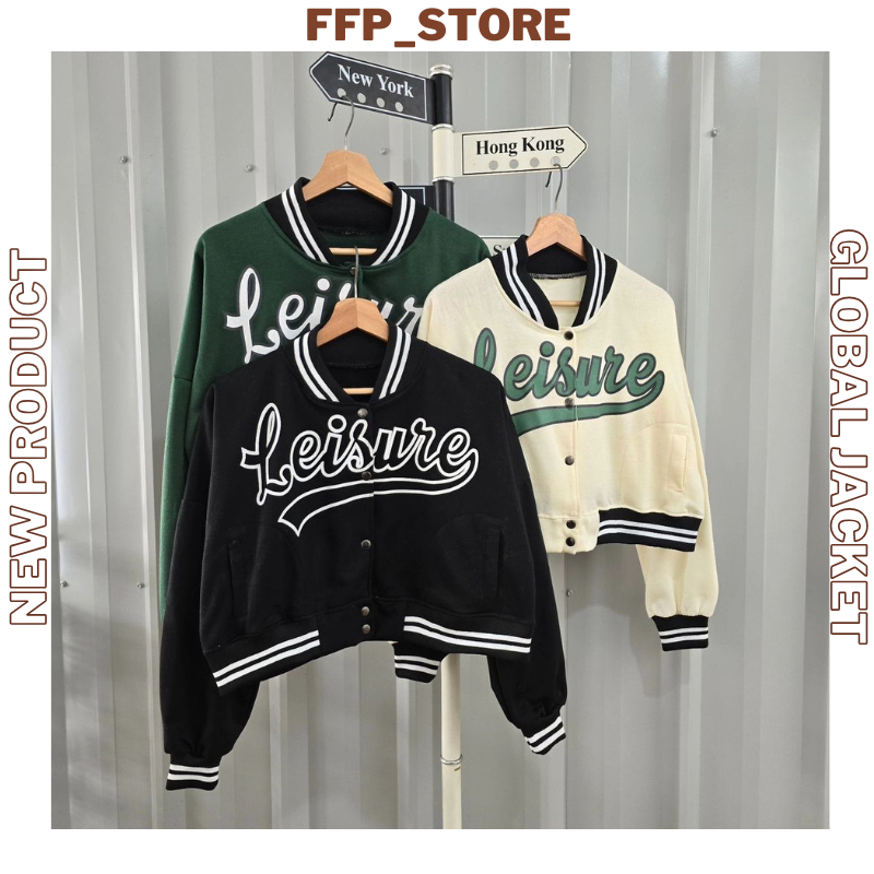 New Jacket LEISURE Crop Baseball Jaket Wanita