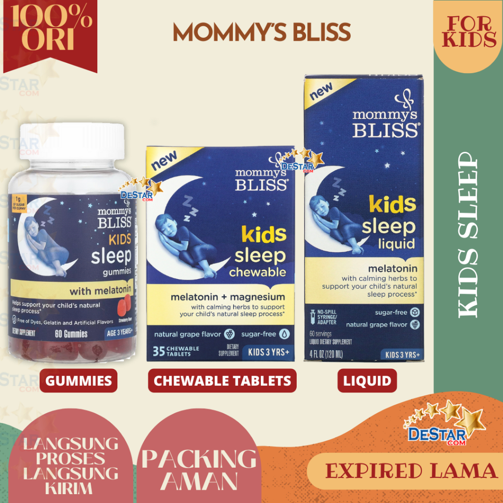 MOMMY'S BLISS Kids Sleep Gummies 60 Kids Sleep Melatonin & Magnesium Chewable Kids Sleep Liquid Mela