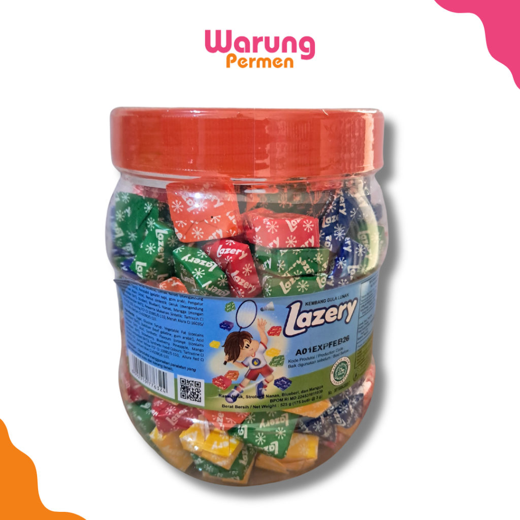 

LAZERY Permen Lunak Aneka Buah Rasa Buah Buahan Isi 175 Pcs / Permen Toples Warung Murah