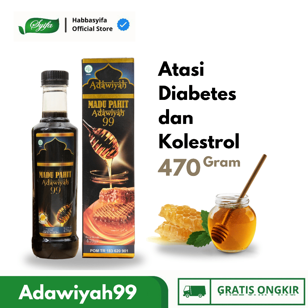 

Adawiyah99 Madu Hitam Pahit Plus Propolis dan Daun Insulin Insuline Atasi Diabetes dan Kolestrol