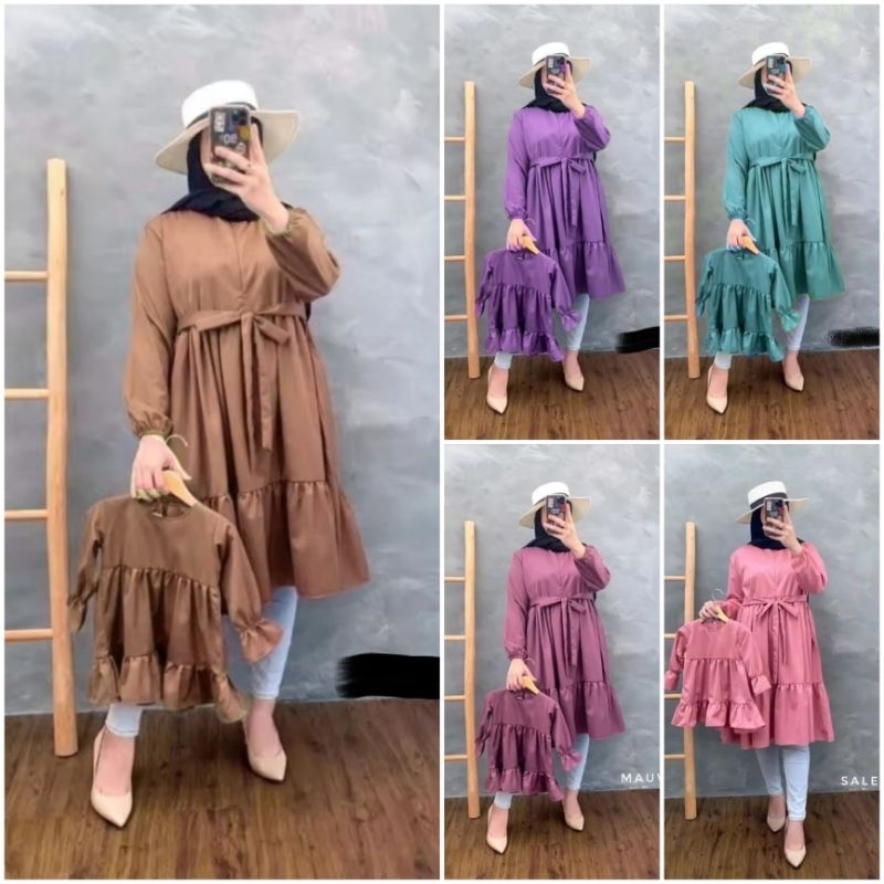 Raina Couple Ibu Dan Anak / Baju Couple Ibu Dan Anak Perempuan / Tunik Couple Mom Dan Kids / Atasan 