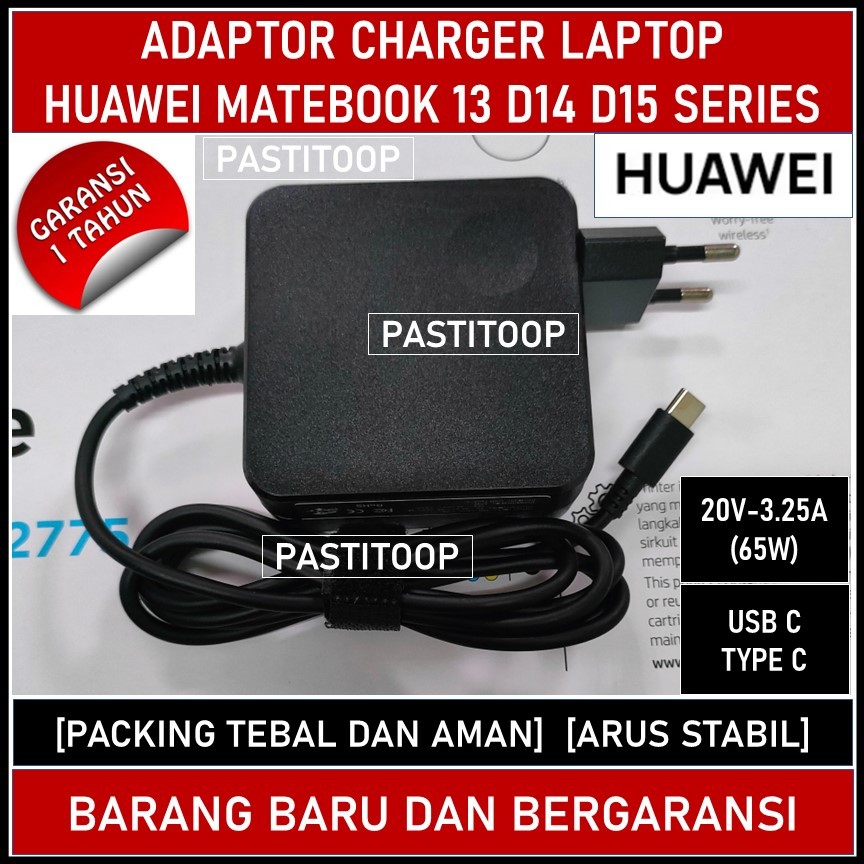 Adaptor charger laptop huawei matebook d14 d15 d16 series usb c baru