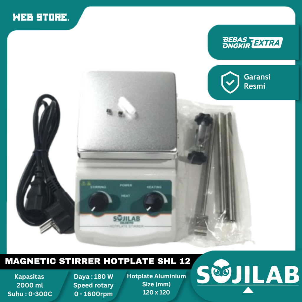 Magnetic Stirrer Stirer Hot Plate Pemanas Alat Laboratorium Alumunium Plate 2000ml Sojilab
