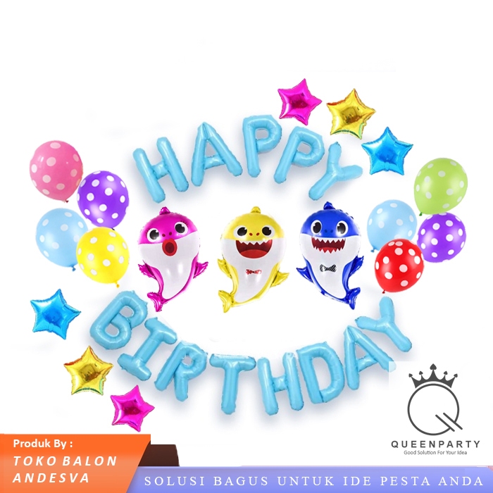 paket dekorasi ulang tahun baby shark / paket balon dekorasi / set balon dekorasi baby shark