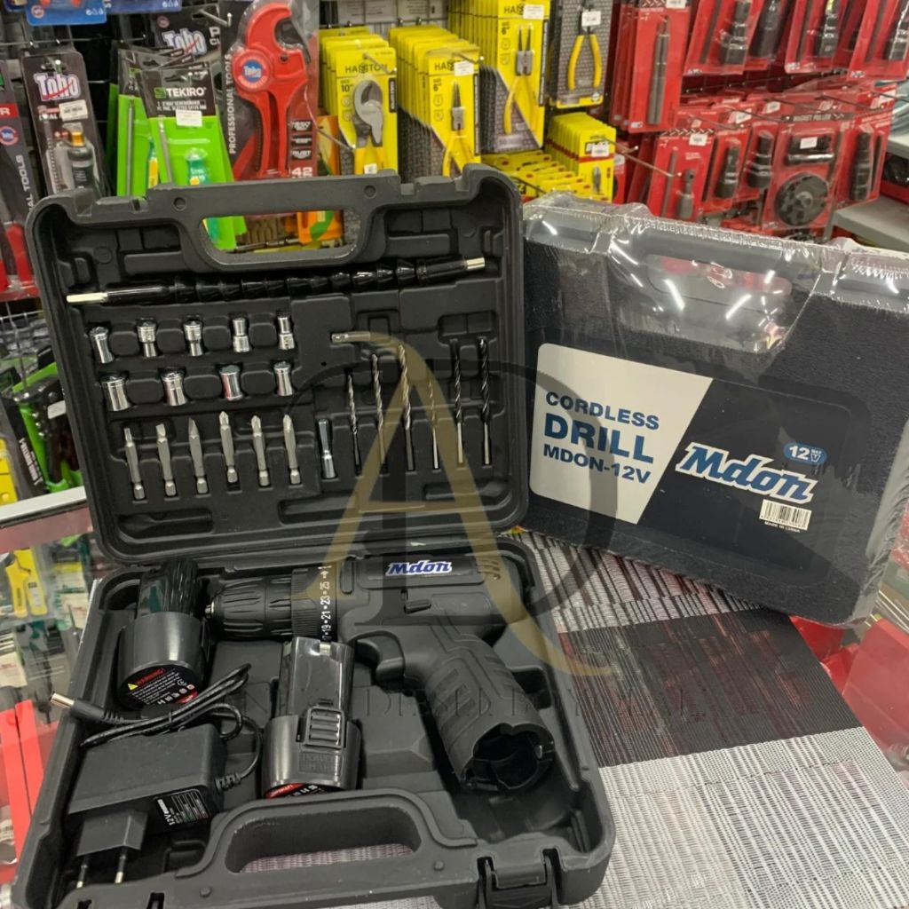 Mesin Bor CORDLESS 10mm MDON 12V MDON / Mesin Bor Tangan Baterai Bor Kayu Besi 12 12 Volt 12V Batter
