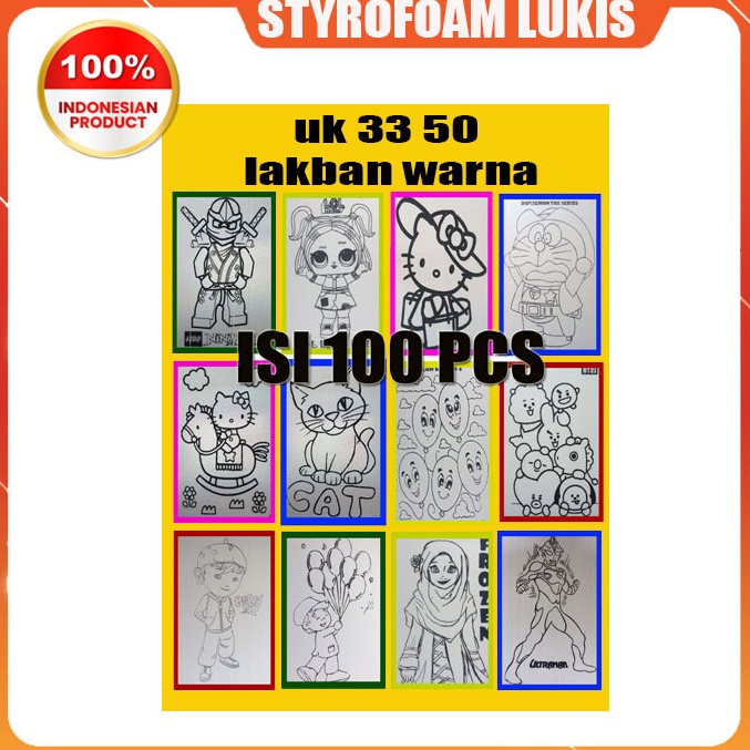 

Isi 1 lembar styrofoam lukis uk 33 x 5 variasi list lakban warna