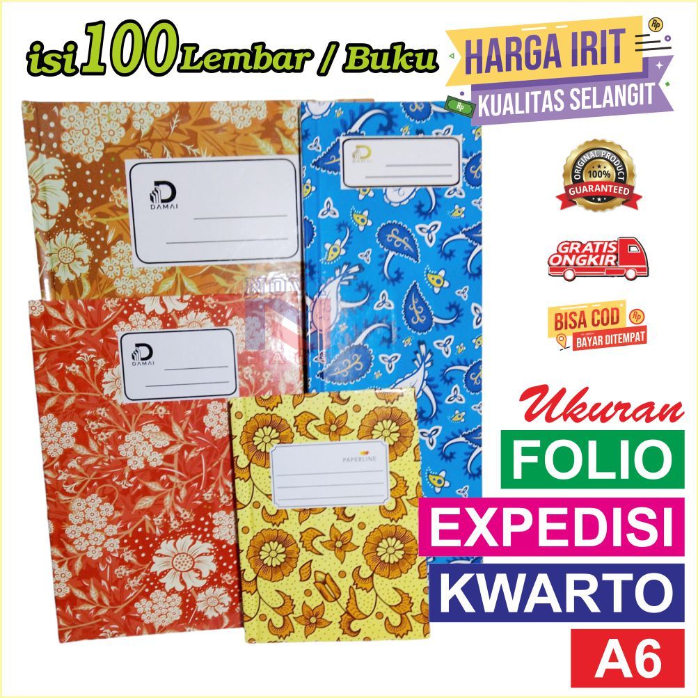 

BUKU HARD COVER / BUKU LAPORAN / BUKU CATATAN KWARTO, QUARTO, A6, FOLIO, EXPEDISI, HARGA 1 PCS