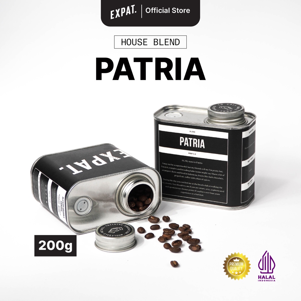 

Expat Roasters Specialty Coffee Patria Espresso Blend Biji Kopi / bubuk kopi Arabika Kemasan 200gr / Arabica Coffee