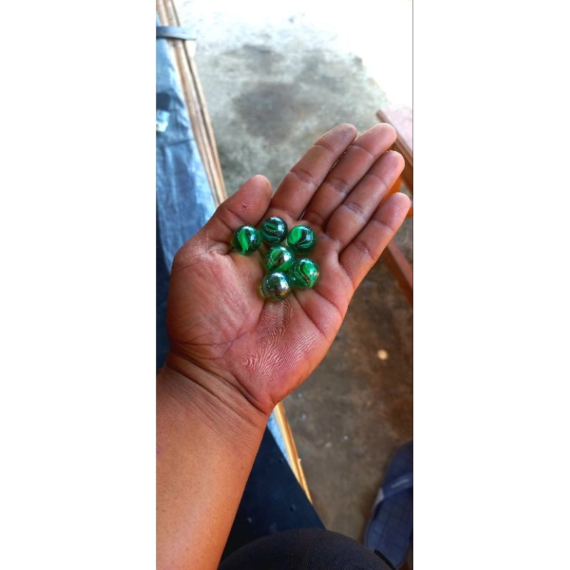 Kelereng Balap Warna Green diamond motif Cakar isi 6 pcs