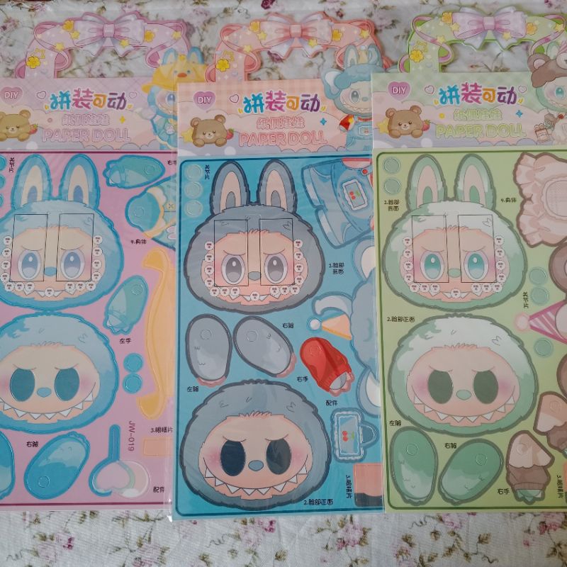 

DIY mainan stiker 3D labubu, stiker jurnal labubu