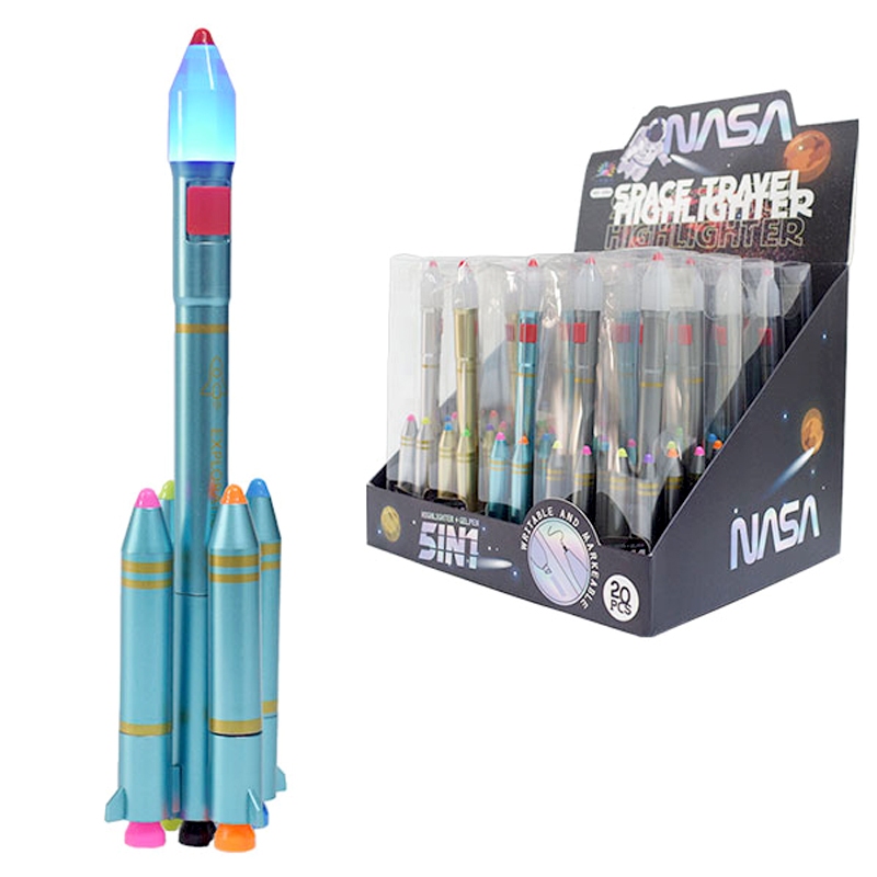 

D3W! BB Rocket 5in1 Gel Pen dengan 4 warna Stabilo Highlighter dan Lampu